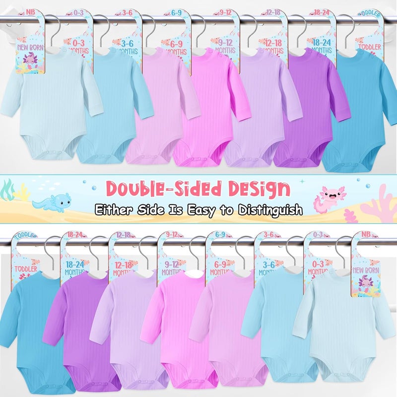 CORNER LACE Baby Closet Dividers 8PCS, Axolotl Themed Wooden Double-Sided Clothes Size Hanger/Organizer from Newborn to Toddler for Nursery Decor Baby Shower Birthday Gender Reveal Party Gift - Image 2